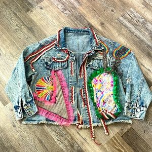 Cute eclectic Jean jacket
